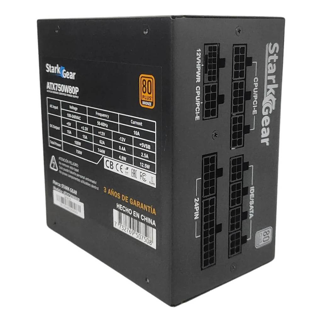 Fuente PC 750W Reales StarkGear 80 Plus Bronze Full Modular