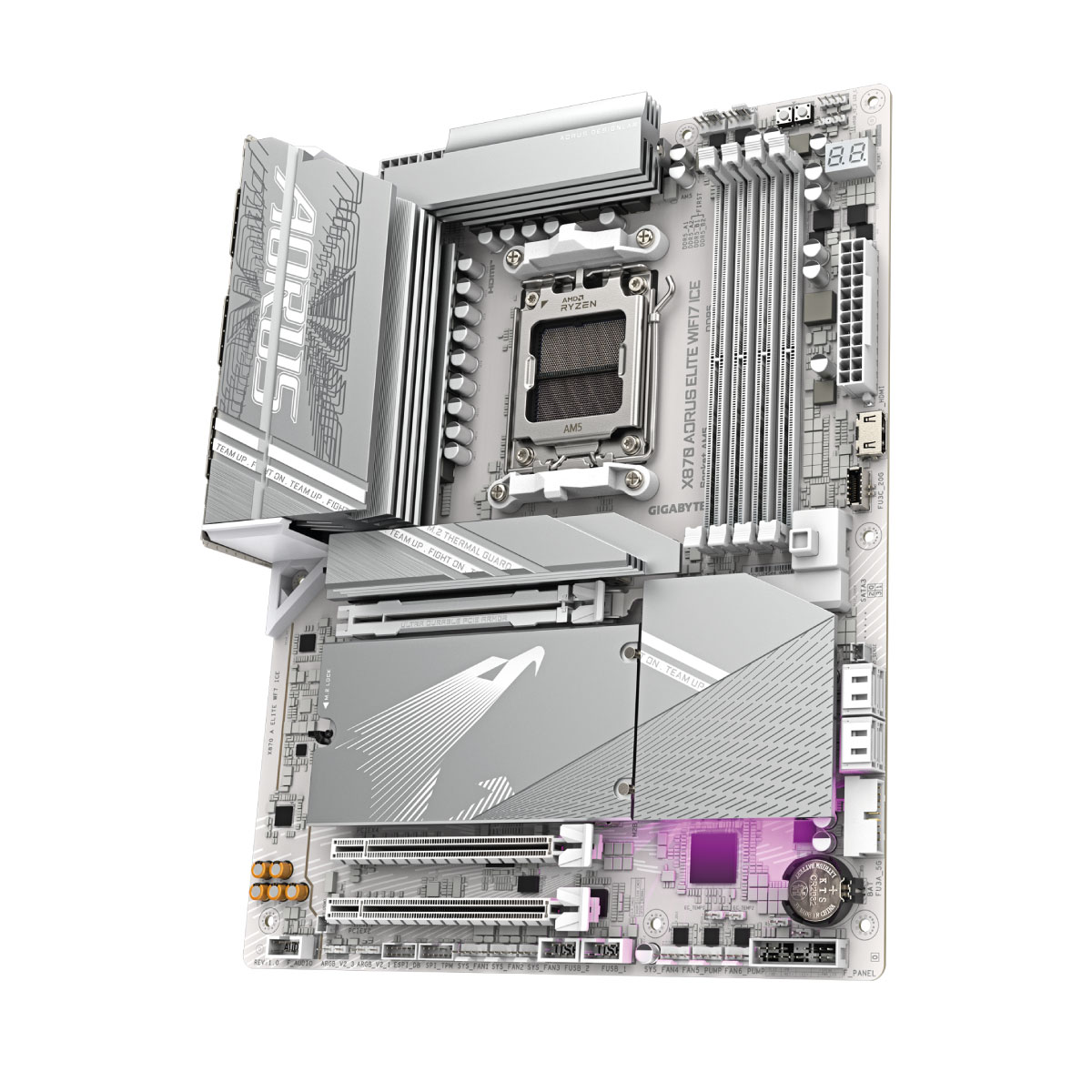 Motherboard Aorus Gigabyte X870 A Elite WiFi7 Ice, Ddr5, AMD Socket AM5, Chipset AMD X870, ranura PCI Express x16, ATX
