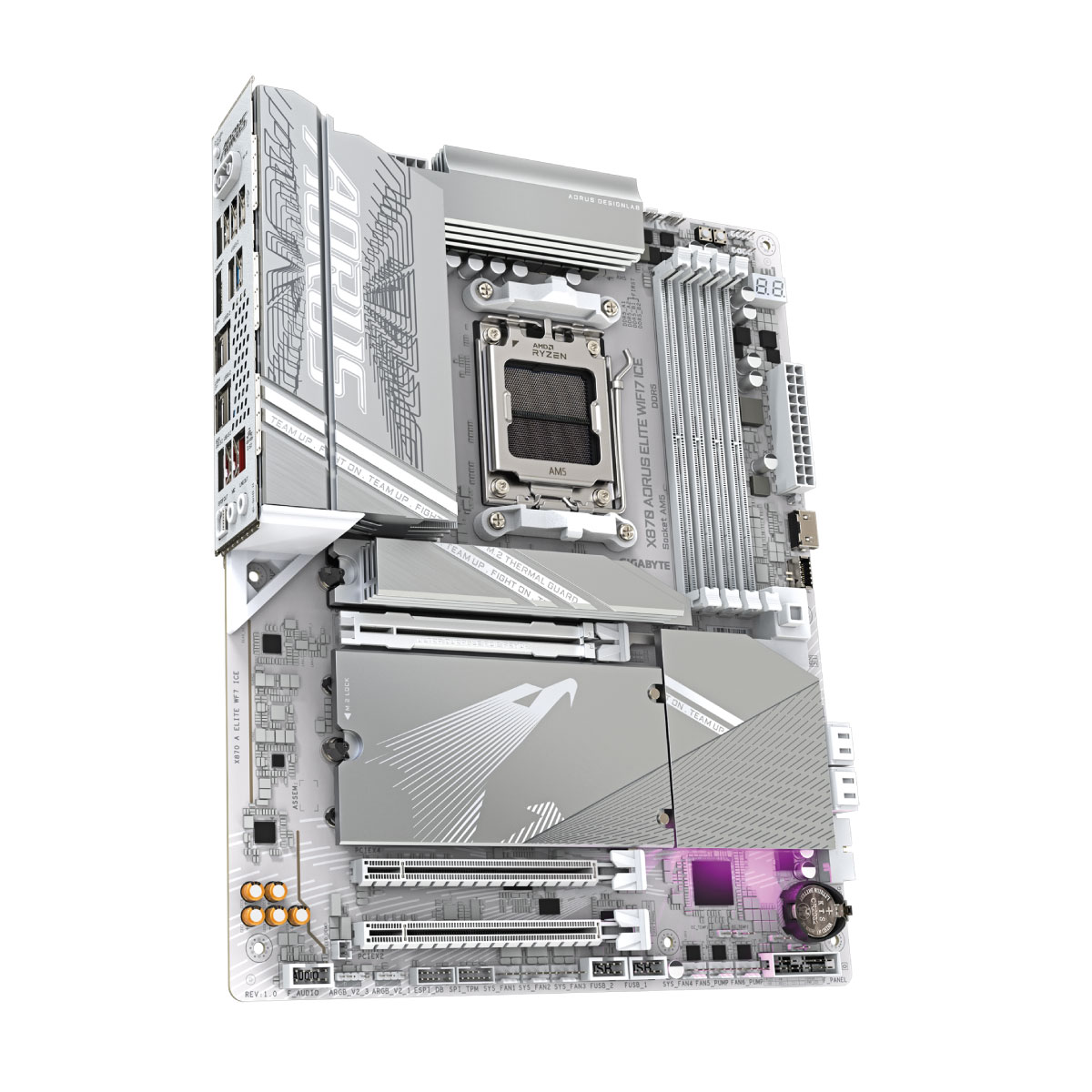 Motherboard Aorus Gigabyte X870 A Elite WiFi7 Ice, Ddr5, AMD Socket AM5, Chipset AMD X870, ranura PCI Express x16, ATX