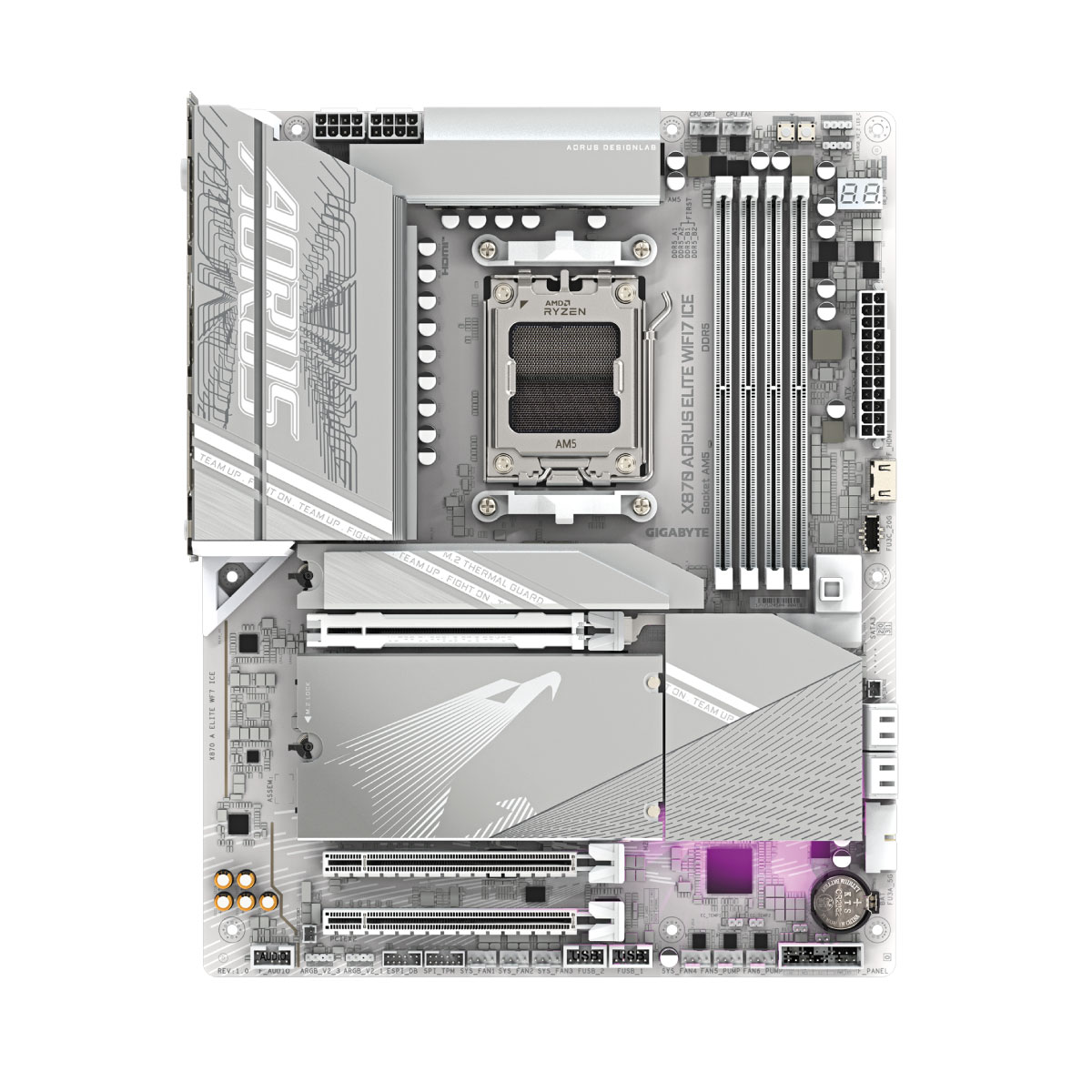Motherboard Aorus Gigabyte X870 A Elite WiFi7 Ice, Ddr5, AMD Socket AM5, Chipset AMD X870, ranura PCI Express x16, ATX