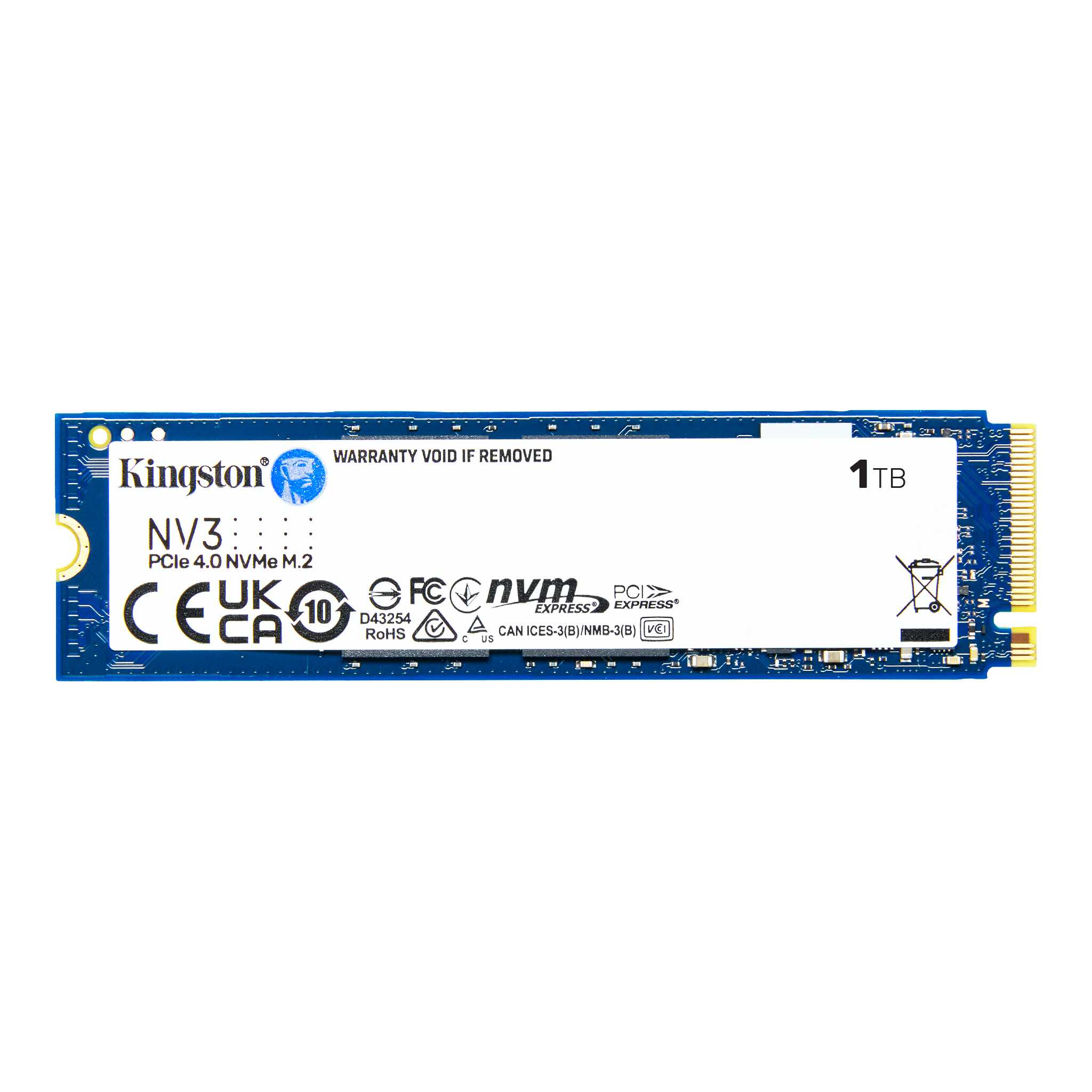 Disco Sólido Interno Kingston NVME 1000GB NV3, PCIe NVMe 4x4 gen, velocidades de lectura/escritura de hasta 6.000/5.000MB/seg., Incluye software de clonación Acronis