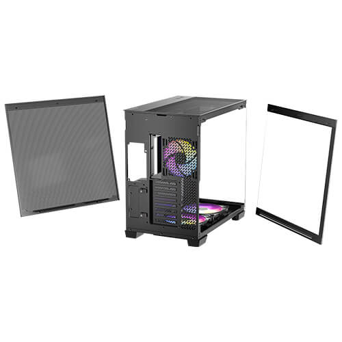 Gabinete Antec C8 ARGB negro, Torre completa, 464 x 303 x 476 mm, Acero + Plástico + Vidrio, Soporte de placa base E-ATX (280 mm), ATX, M-ATX, ITX