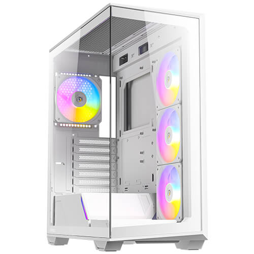 Gabinete Antec C3 ARGB blanco, Torre media, 470 x 210 x 485 mm, Vidrio templado de 4 mm