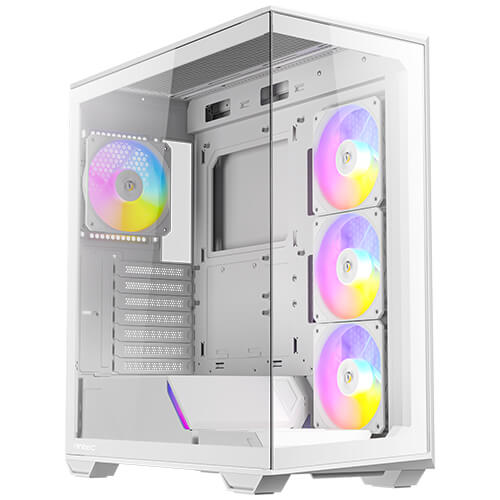 Gabinete Antec C3 ARGB blanco, Torre media, 470 x 210 x 485 mm, Vidrio templado de 4 mm