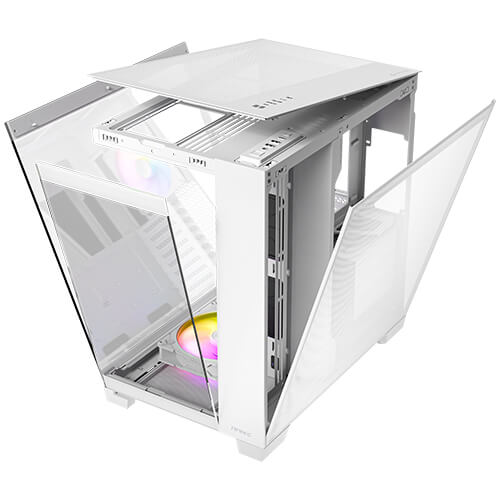 Gabinete Antec C8 ARGB blanco, Torre completa, 464 x 303 x 476 mm, Acero + Plástico + Vidrio, Soporte de placa base E-ATX (280 mm), ATX, M-ATX, ITX