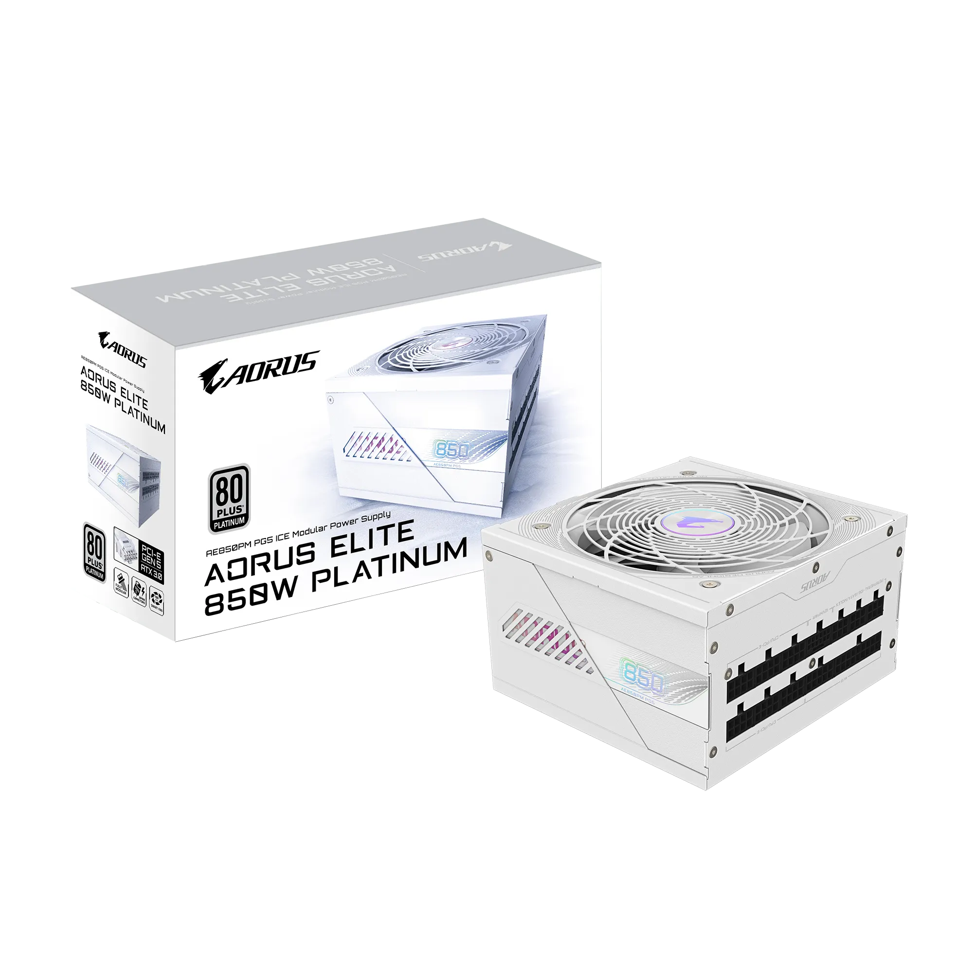 Fuente 850W Gigabyte Aorus Elite GP-AE850PM PG5 ICE 80 PLUS Platinium Modular PCIe 5.0