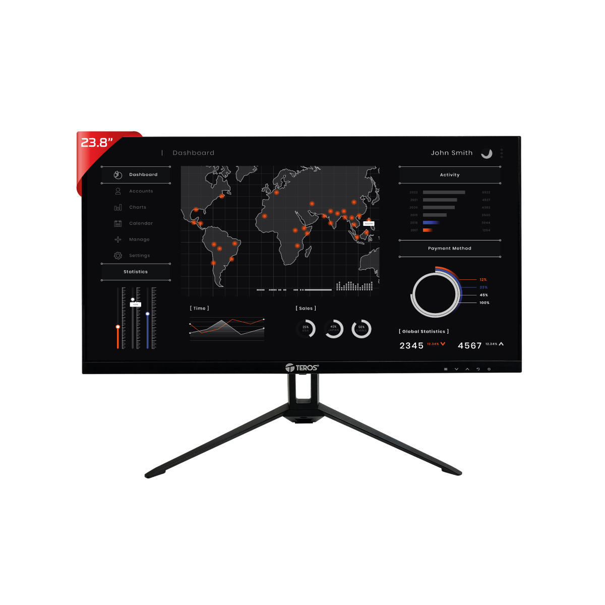 Monitor IPS Teros TE-2415S, 23.8, FHD, 1MS, 120HZ, Displayport, Hdmi