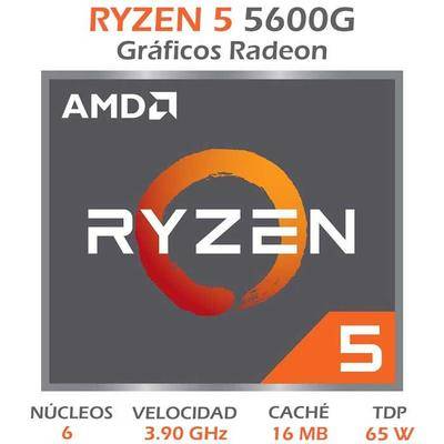 Procesador AMD Ryzen 5 5600G, 6-Core, 3,6Ghz (Max Boost 4,4Ghz), Socket AM4, Radeon Vega Graphics
