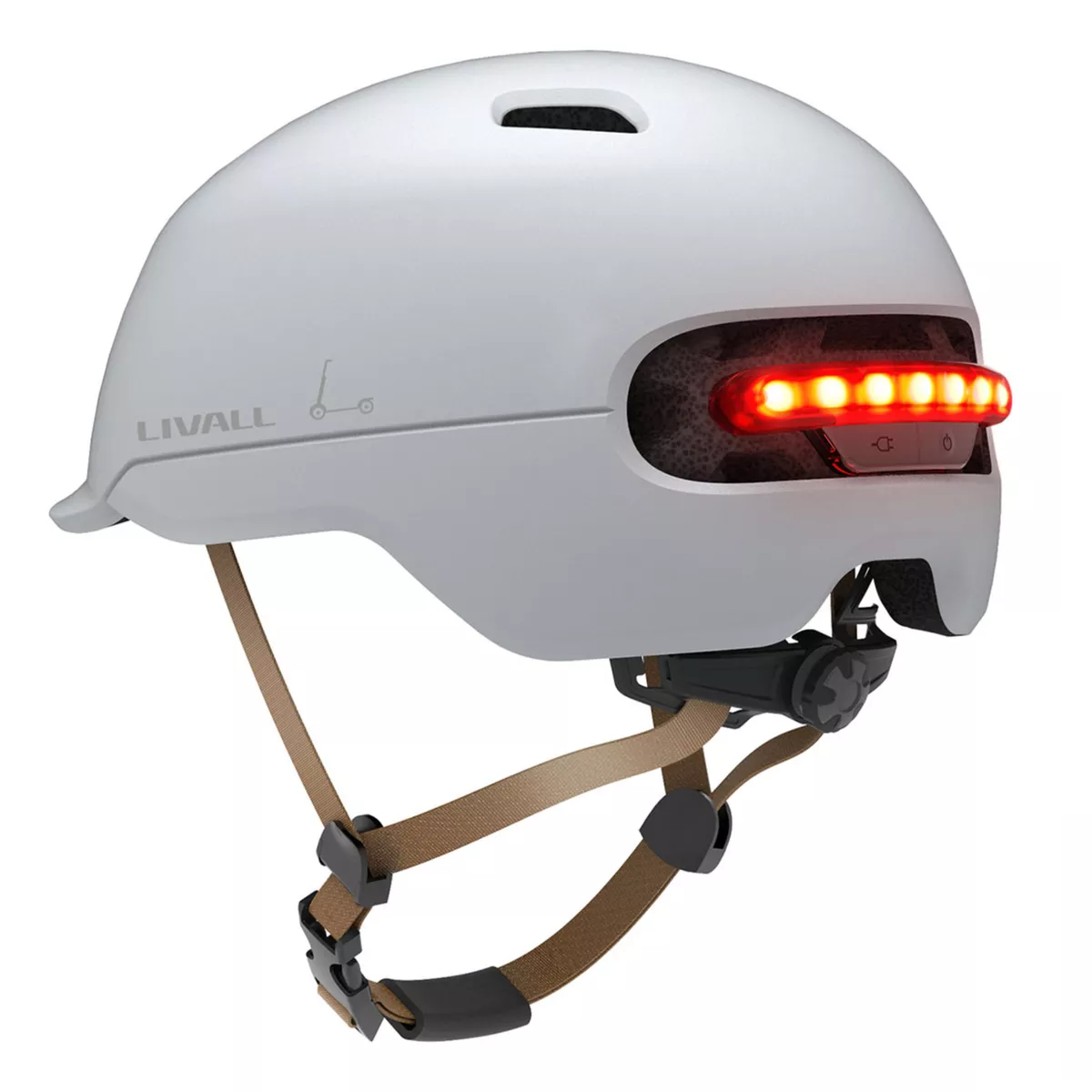 Casco Inteligente LED para Bicicletas o Scooter Livall C20, Talle L, Blanco