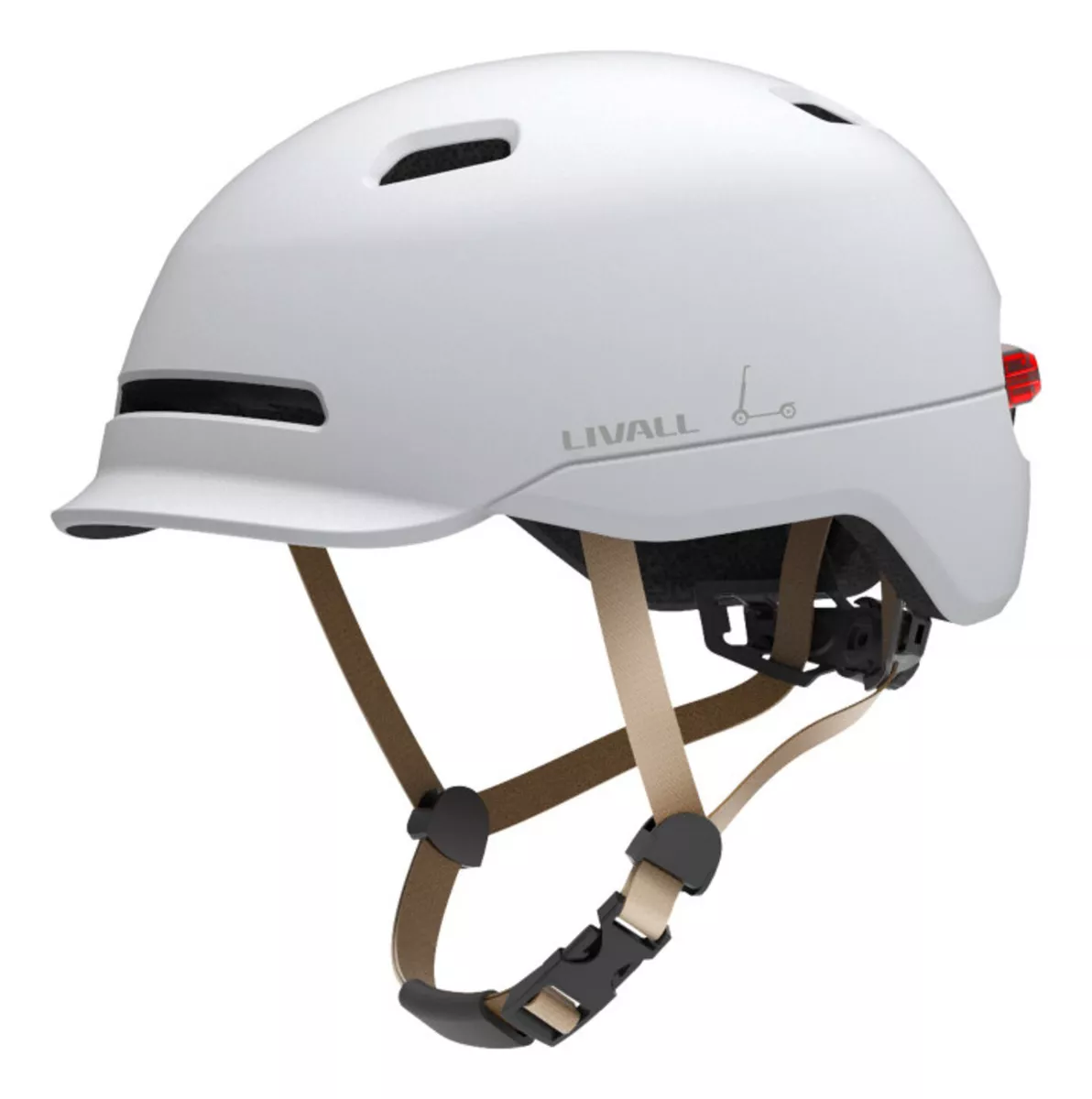 Casco Inteligente LED para Bicicletas o Scooter Livall C20, Talle L, Blanco