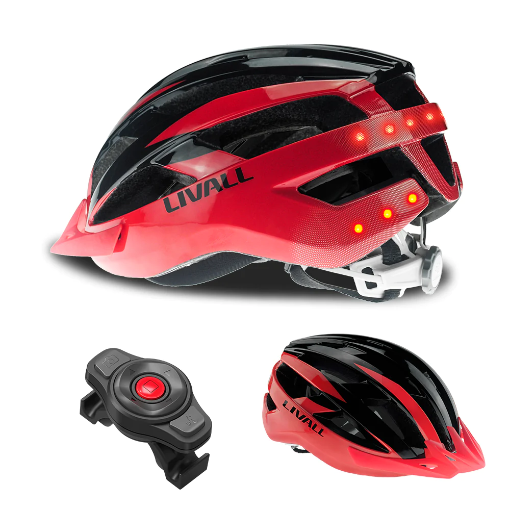 Casco Inteligente LED para Bicicletas o Scooter Livall MT1 NEO, Talla M, Rojo