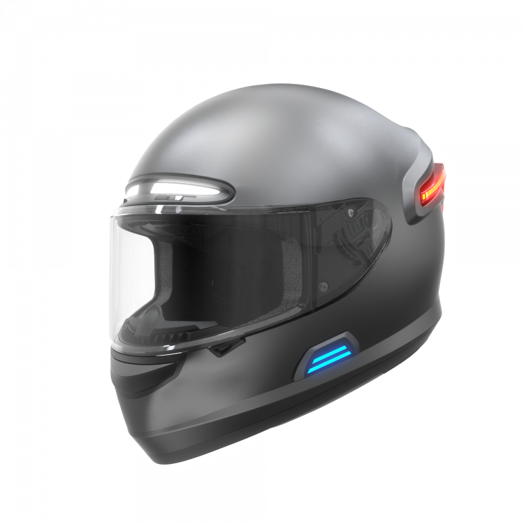 Casco Inteligente Livall MC1, GPS, Leds, Control de Voz, Alerta SOS, Bluetooth,Talle L, Gris