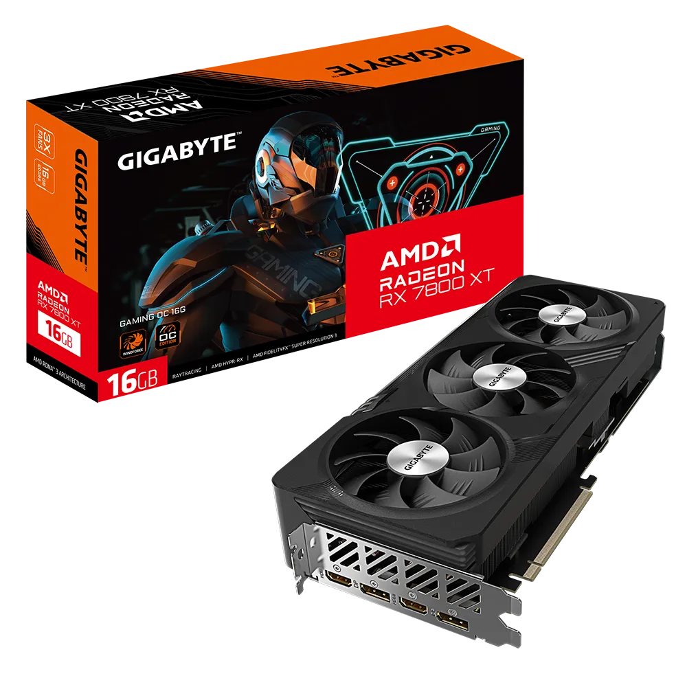 Tarjeta de Video Gigabyte Radeon RX 7800 XT Gaming OC 16G, GDDR6 256 Bits, enfriamiento WINDFORCE, Fusión RGB, BIOS dual