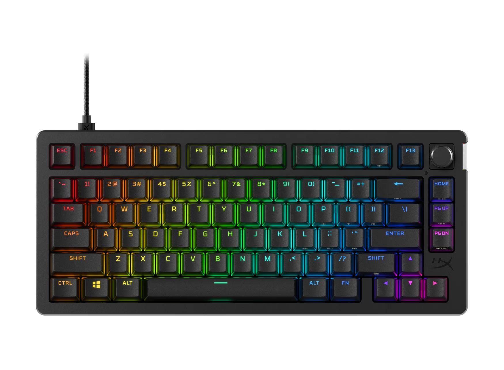 Teclado Gamer HyperX Alloy Rise 75, Ultrapersonalizable, Sensor de luz, Teclas Intercambiables, Control de Volumen